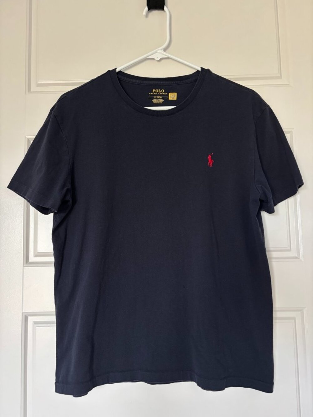 Polo Ralph Lauren Men's Navy T-Shirt Small Red Pony Logo Crew Neck